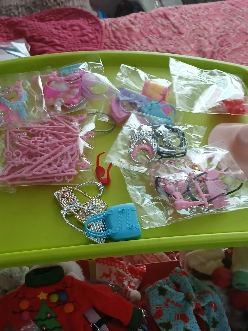 Kids Doll Accessory Set - Mixed Pink, White, Black, Teal Pieces